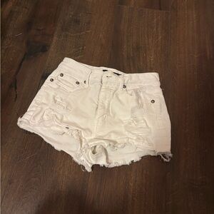 Aeropostale White Distressed Denim Jean Shorts